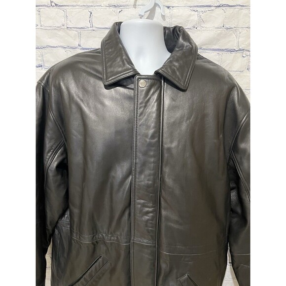 Y2k 2000s Black Leather Brandini Long Jacket Men's Size Large - Picture 2 of 9
